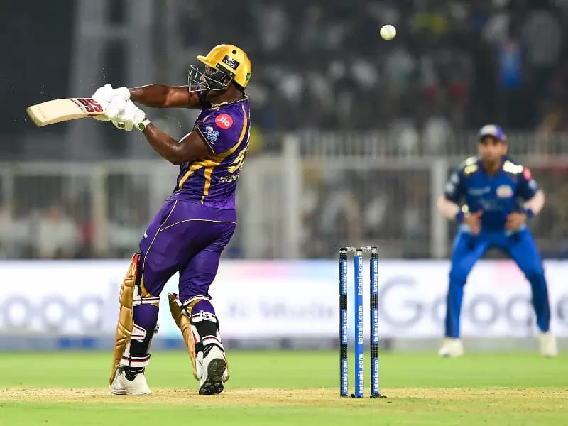 Kolkata Knight Riders' Rovman Powell plays a shot during the Indian Premier League (IPL) 2026 match between Kolkata Knight Riders and Mumbai Indians at Eden Gardens in Kolkata on Wednesday, May 20, 2026.