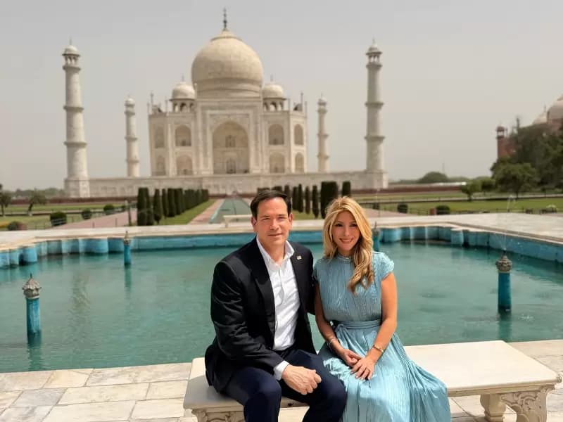 Marco Rubio and his wife at Taj Mahal in Agra