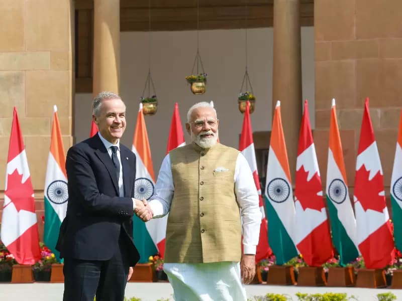  Prime Minister Narendra Modi with his Canadian counterpart Mark Carney prior to their meeting at the Hyderabad House in New Delhi on Monday, March 02, 2026. 