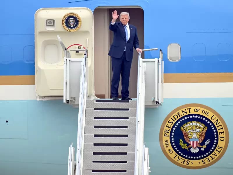 Beijing: US President Donald Trump waves before boarding his aircraft following the conclusion of his visit to China, in Beijing, China on Friday, May 15, 2026. 