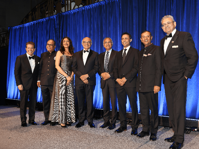 From left to right: Leo Salom, President & CEO, TD Bank US; Harit Talwar, Global Board Co-Chair, AIF, and Board Member, Mastercard and Infostretch; Kalpana Kanthan, Chief Development & Marketing Officer, AIF; Bharat Masrani, Retired CEO, TD Bank Group; Salil Parekh, CEO & MD, Infosys; Sarthak Pattanaik, Chief Data & AI Officer, BNY; Rohit Kapoor, Global Board Member, AIF, and Chairman and CEO, EXL; Jayant Tambe, Global Board Member, AIF, and Partner, Jones Day