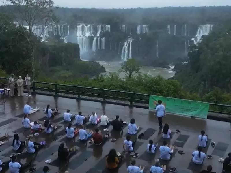 Community members gathered to practice Yoga 