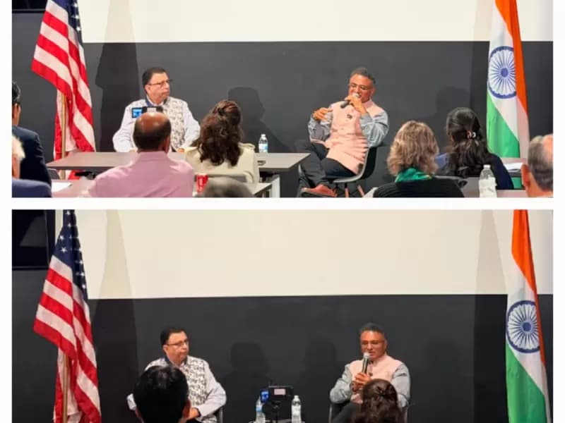 Consul General Dr. K.J. Srinivasa addressed business leaders during an outreach event in California.