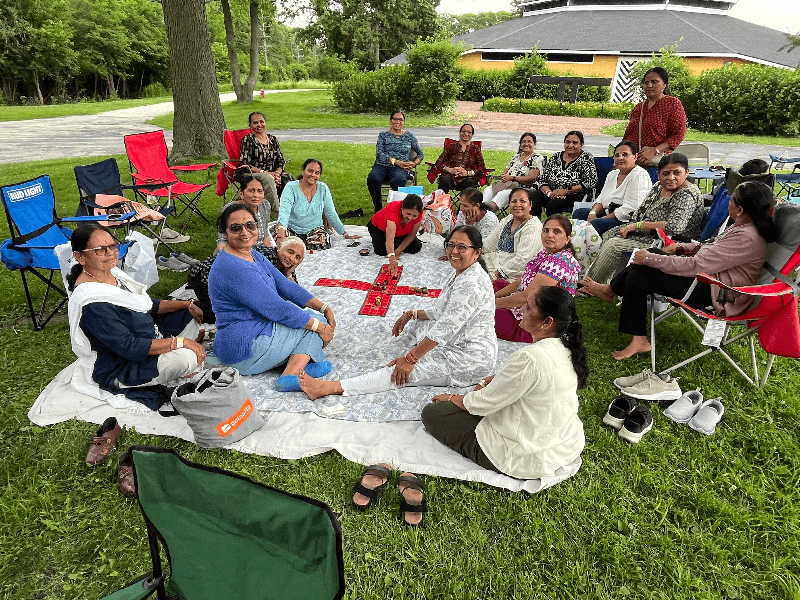 Members of Bharatiya Seniors of Chicago participate in the organization's annual community picnic in Warrenville, Illinois.