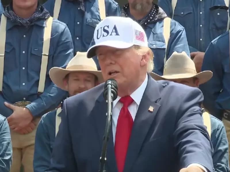 President Trump speaking in Medora