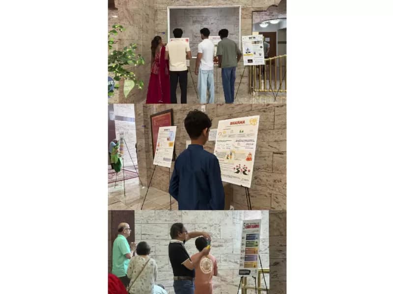 Families attended the Dharmawise exhibition at Durga Mandir in Princeton, New Jersey.