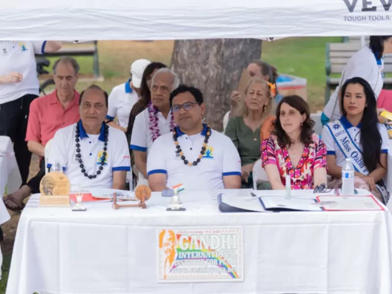 Participants gather for the eighth annual International Yoga Day celebration at Waikiki Bandstand in Honolulu on June 21.