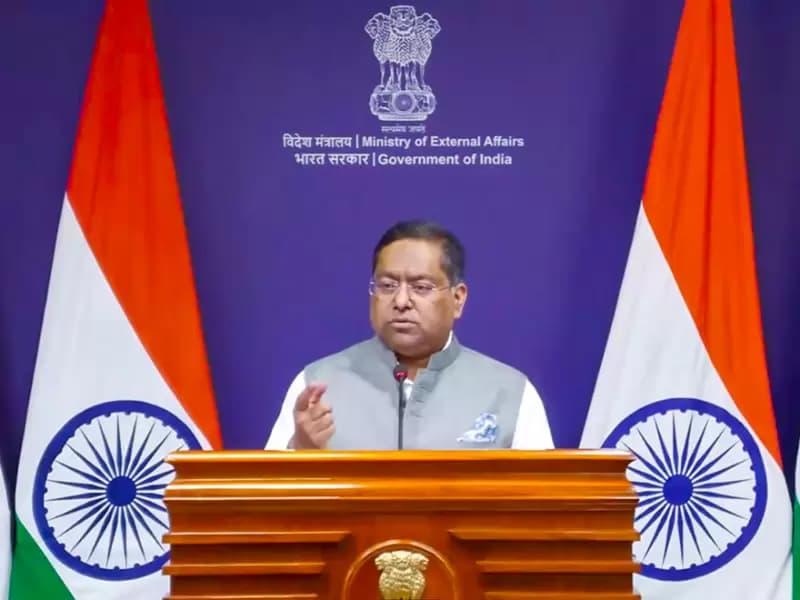  New Delhi: Ministry of External Affairs Official Spokesperson Randhir Jaiswal holds the weekly media briefing in New Delhi on Friday, July 3, 2026. 