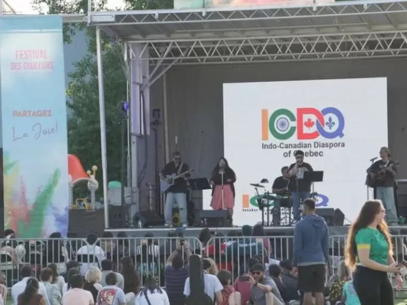 High Commissioner Dinesh K. Patnaik addresses attendees during the Flavours of India and Holi festival in Montreal.