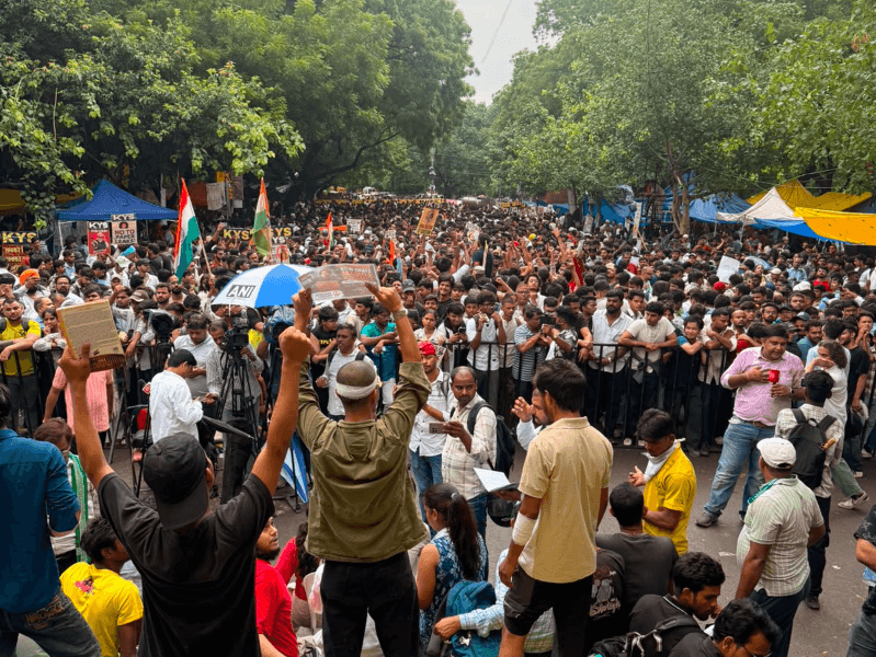 Youth protests at Delhi's Jantar Mantar