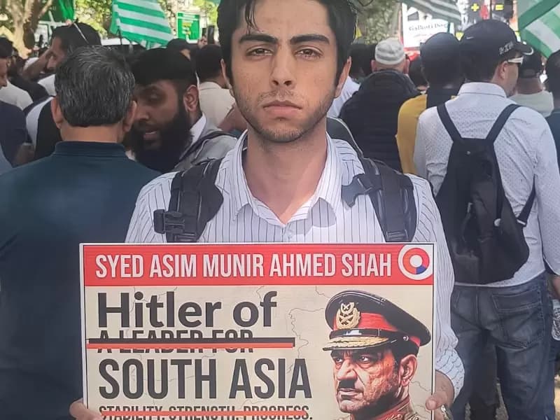 Protester in London.