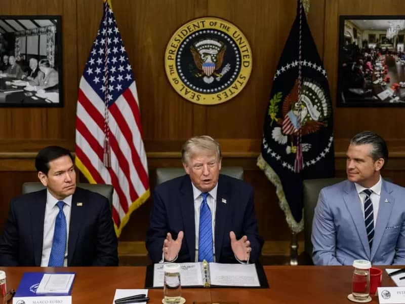US President Donald Trump at his first televised cabinet