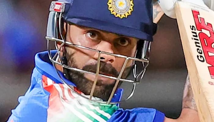 India's Virat Kohli plays a shot during the first ODI match between India and West Indies at Greenfield International Stadium, in Thiruvananthapuram, Kerala, on Sunday, September 27, 2026. 
 
