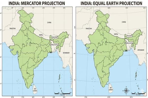  'इक्वल अर्थ प्रोजेक्शन' नक्शा
