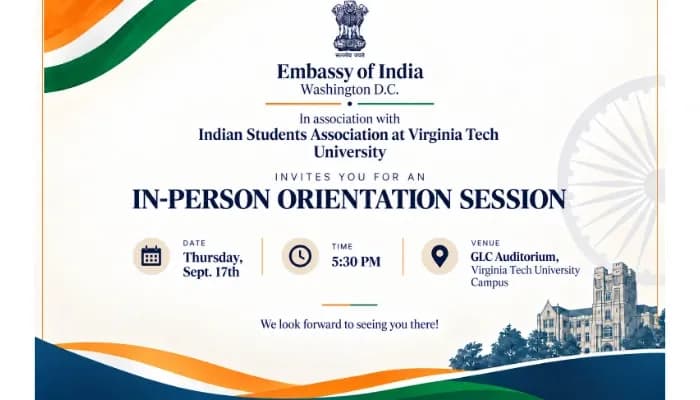 Indian Embassy to host orientation for Virginia Tech students