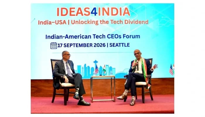 Microsoft CEO Satya Nadella and Indian Ambassador Vinay Kwatra 