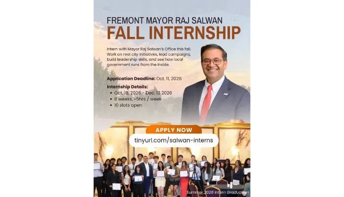 Fremont Mayor Raj Salwan announces Youth Leadership internship