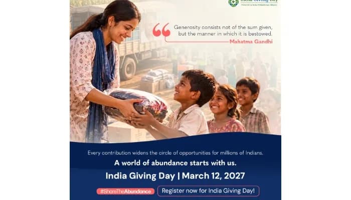 इंडिया गिविंग डे 2027 का आयोजन 12 मार्च को होगा