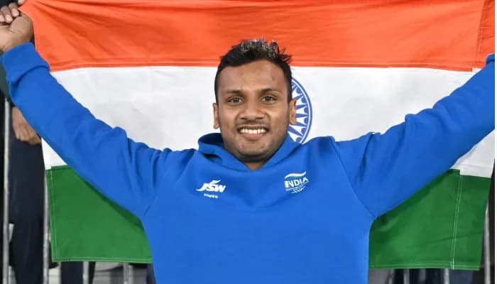 Glasgow: India's Yash Vir Singh celebrates after winning the bronze medal in the men's javelin throw event at the Commonwealth Games 2026, in Glasgow, Scotland, on Saturday, August 1, 2026. 