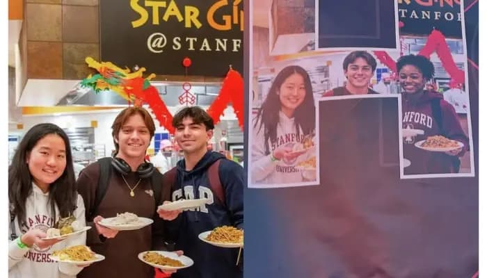 A photo of three students in a Stanford dining hall was changed by the university using AI to swap people and alter appearances.