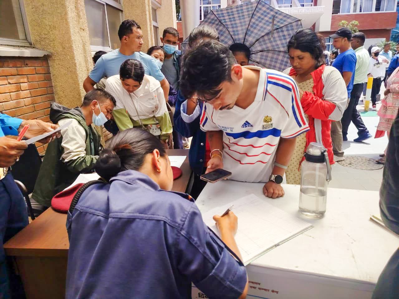 Kathmandu: People register the names of their missing relatives following flash floods at a hospital in Maharajgunj, Kathmandu, Nepal, on Thursday, August 27, 2026. 
