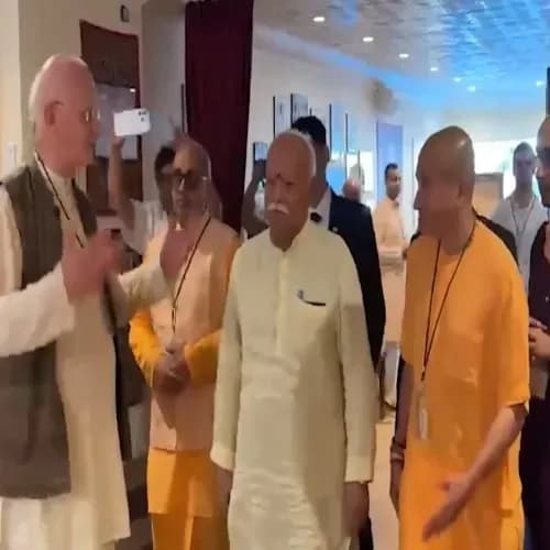 ન્યુયોર્ક ખાતે ISKCON મંદિરની મુલાકાતે મોહન ભાગવત