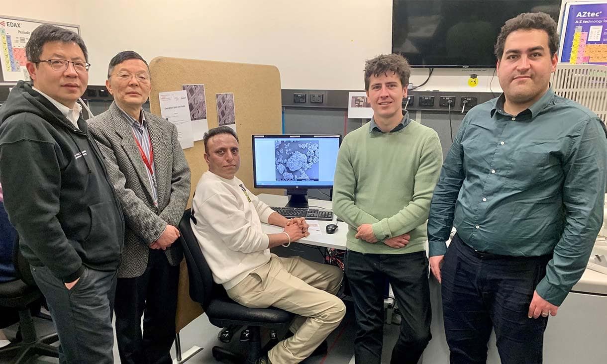 (L-R) RMIT researchers Professor Kevin Zhang, Professor Jie Li, Dr Rajeev Roychand, Dr Shannon Kilmartin-Lynch and Dr Mohammad Saberian
