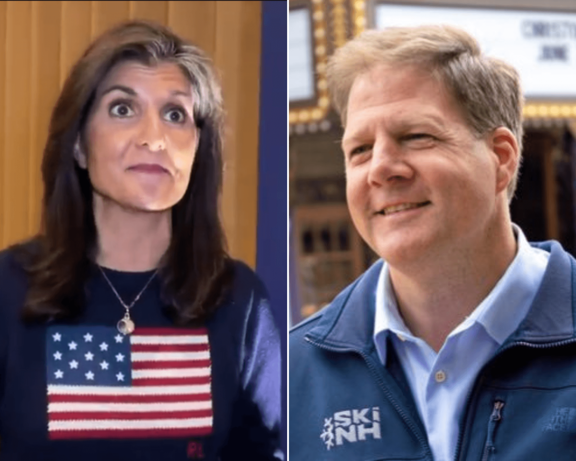 Gov. of New Hampshire Chris Sununu (right) endorsed Nikki Haley ahead of the First in the Nation Primary in the state on January 23, 2024
