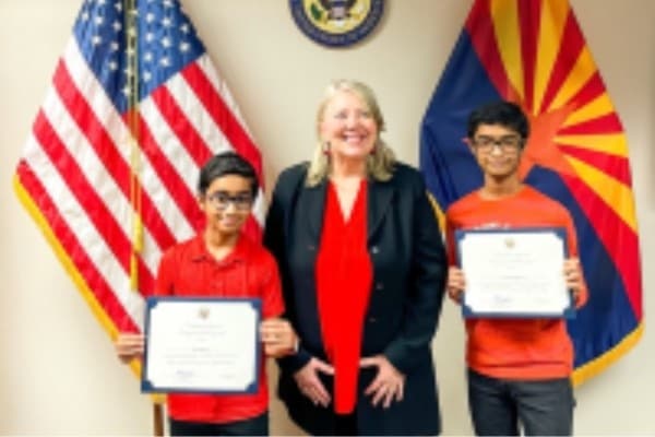 Sixth-grade students at BASIS Peoria, Bankar and Abhilash created an app called FinEdForKids, which provides students with resources to achieve financial literacy at beginner, intermediate, and advanced levels