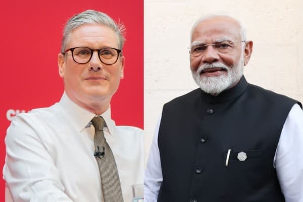 यूके के नवनिर्वाचित पीएम कीर स्टार्मर और भारतीय पीएम नरेंद्र मोदी।