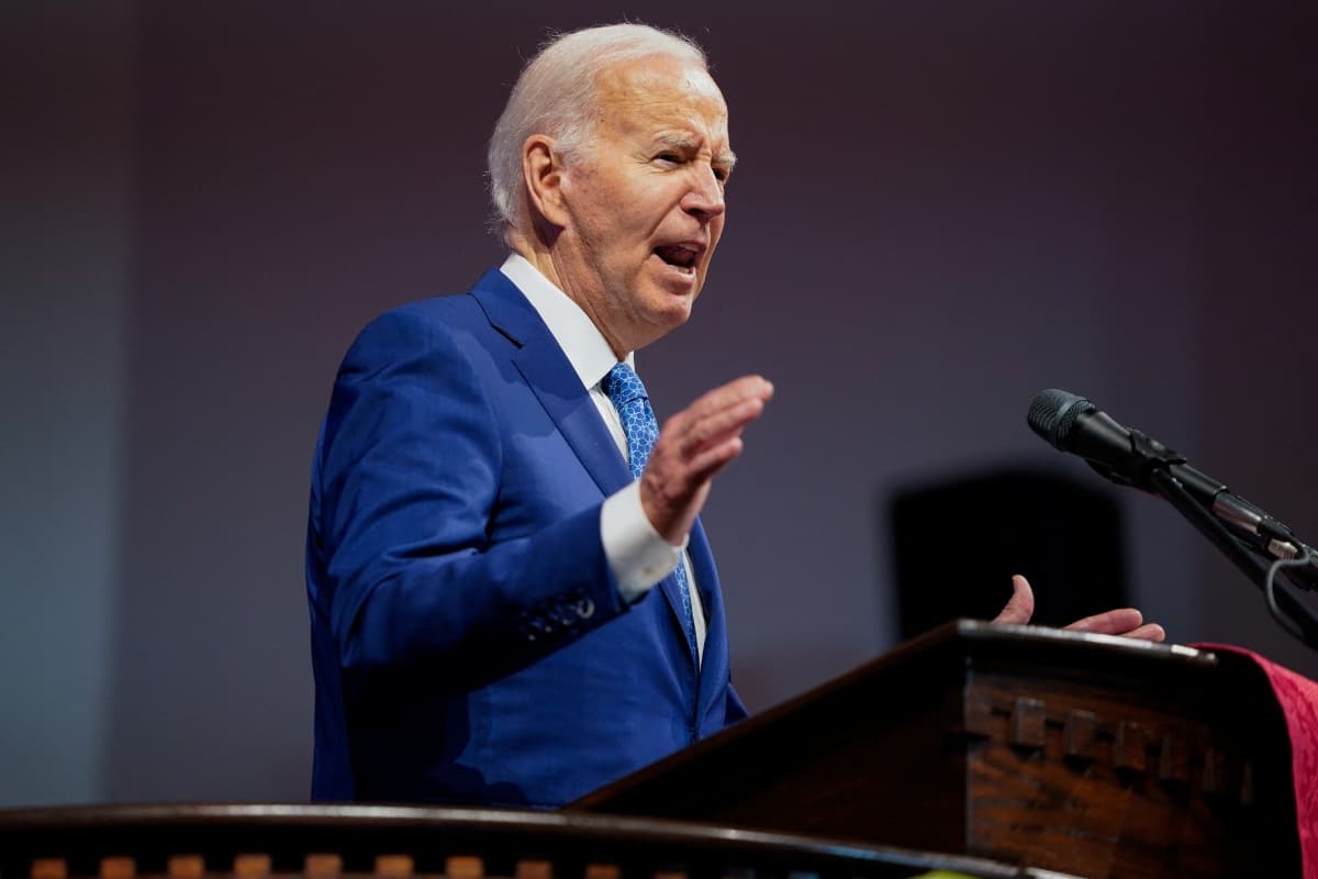 U.S. President Joe Biden delivers remarks at a church service at Mt Airy Church of God In Christ in Philadelphia, Pennsylvania, U.S., July.7, 2024.