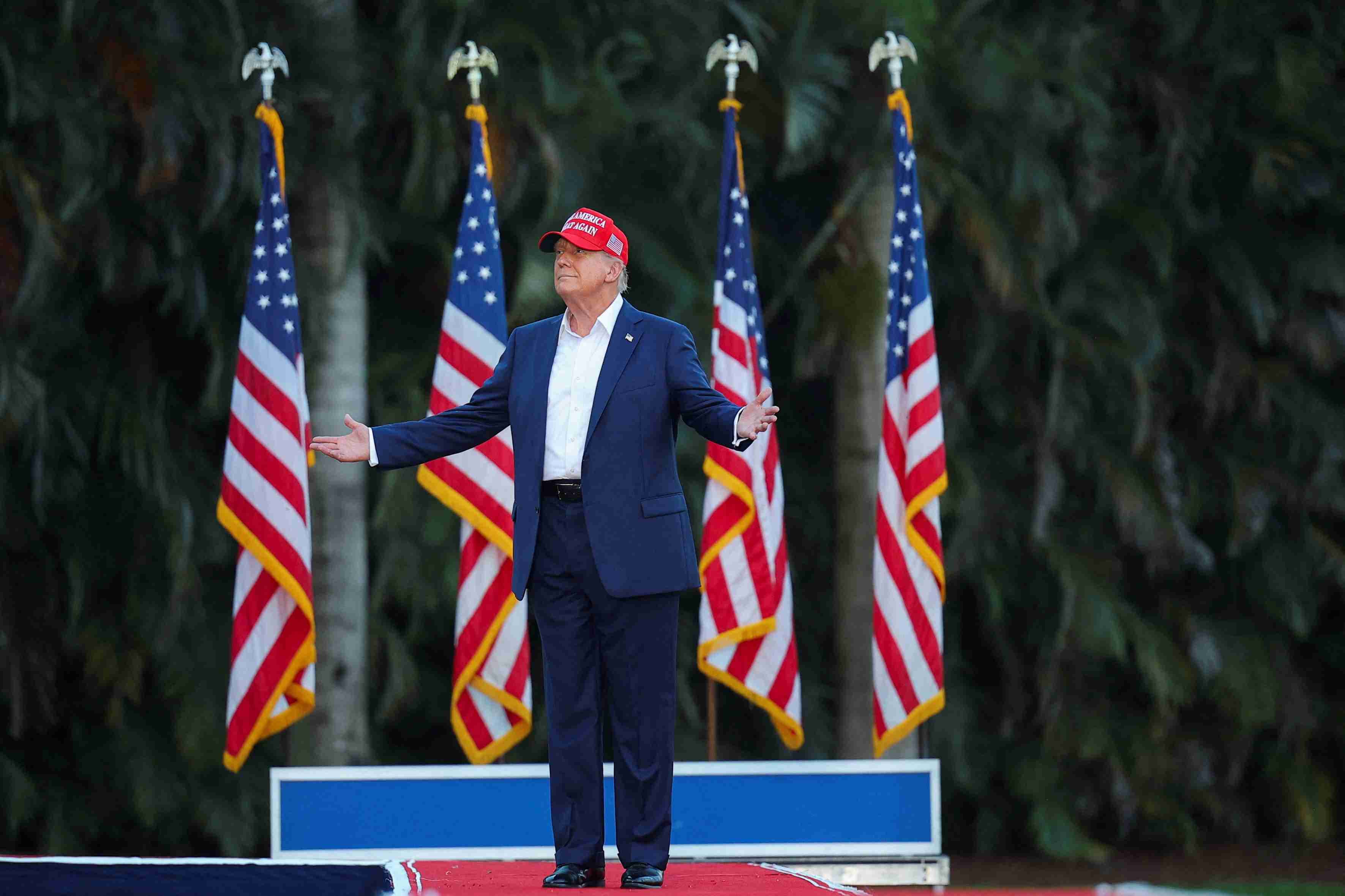 Republican presidential candidate and former U.S. President Donald Trump attends a campaign rally.