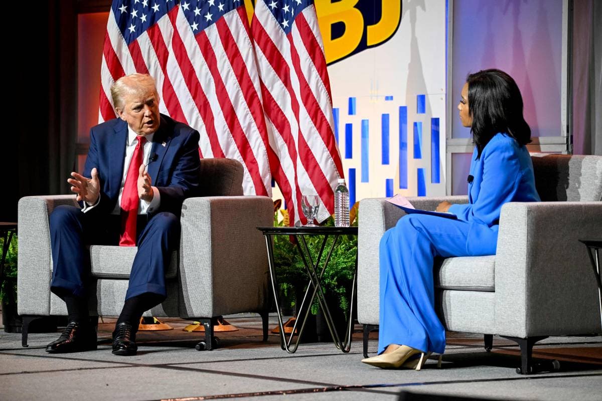 Republican presidential nominee and former U.S. President Donald Trump speaks on a panel of the National Association of Black Journalists (NABJ) convention in Chicago, Illinois, U.S. July.31, 2024.