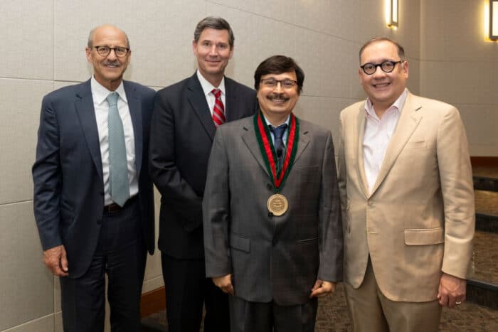 Nupam Mahajan, (second from right), has been named the inaugural Urologic Surgery Research Professor at Washington University School of Medicine in St. Louis.
