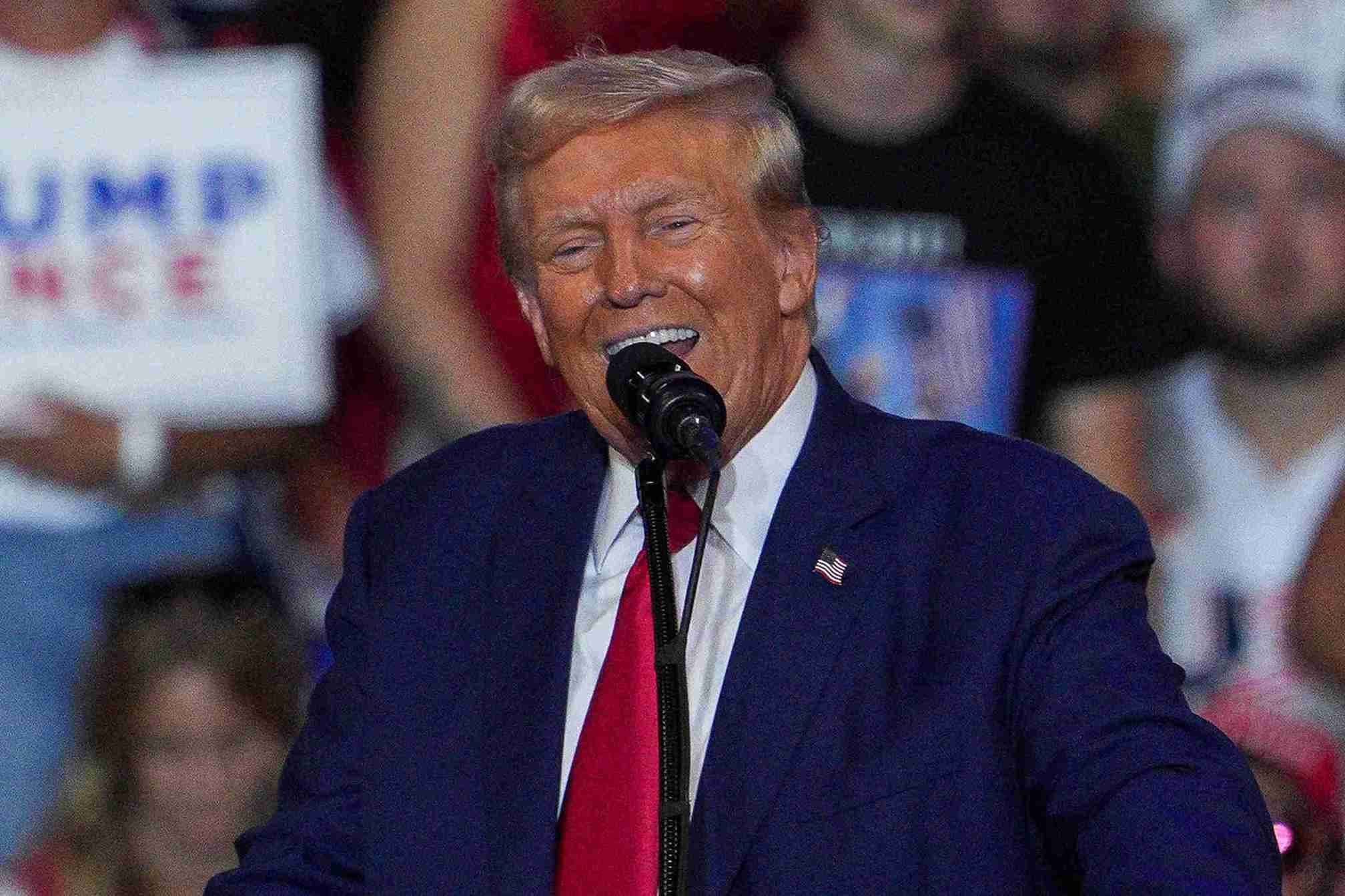 Donald Trump speaks as he holds a campaign rally in Wilkes-Barre, Pennsylvania.