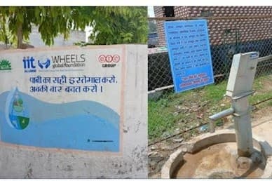 Safe Drinking Water straight from Bore Well at Rabupura Village of U.P. by WHEELS Global Foundation's installation of Taraltec Reactor