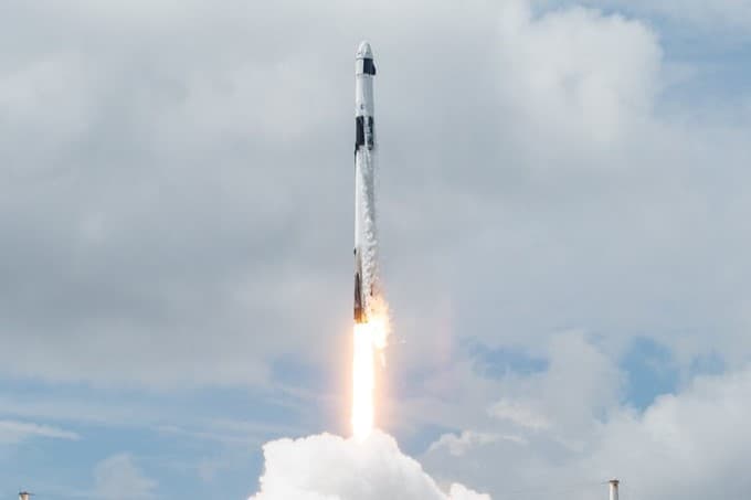Falcon 9 rocket taking off from Cape Canaveral, Florida.
