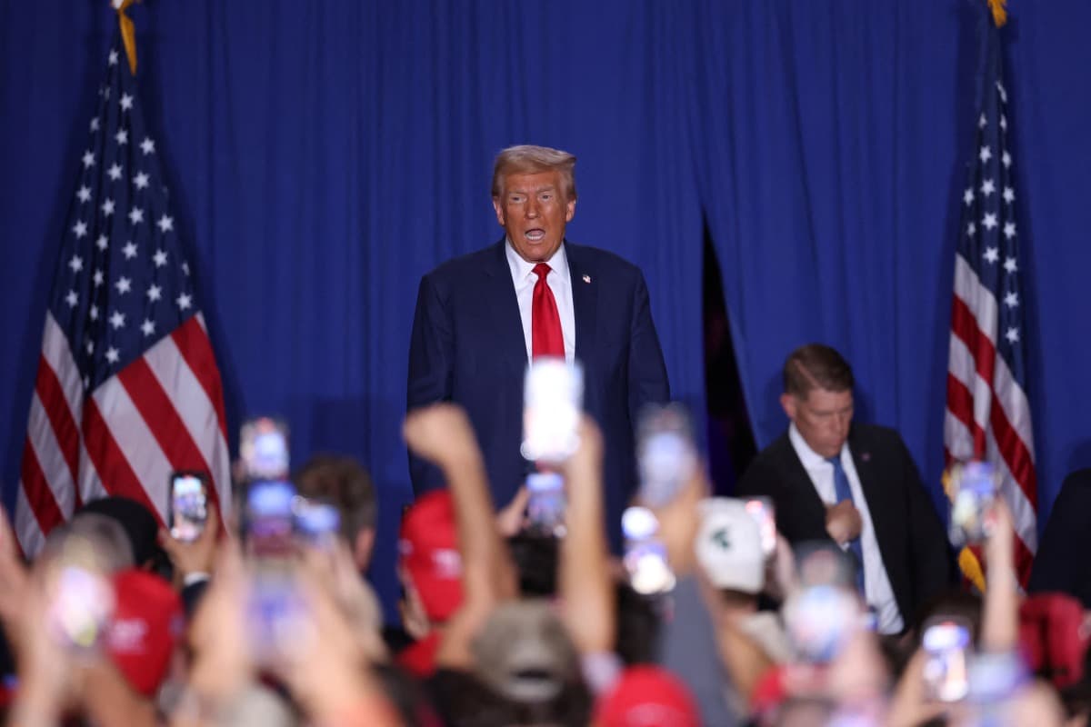 Republican presidential nominee and former U.S. President Donald Trump holds a rally in Saginaw, Michigan, U.S., Oct.3, 2024.