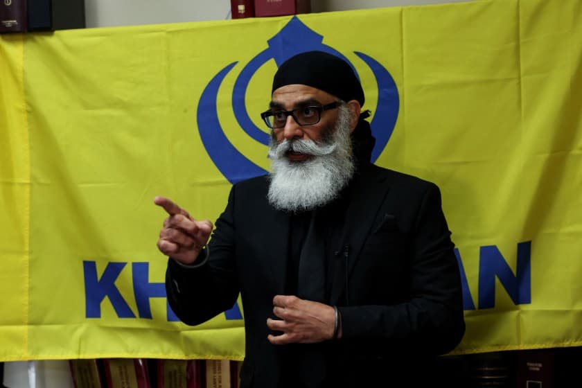 Gurpatwant Singh Pannun, a 56-year-old dual U.S.-Canadian citizen, speaks during an interview in New York City, U.S., October 18, 2024. REUTERS/Shannon Stapleton/File Photo