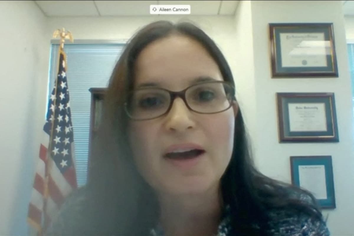 Aileen Cannon answers questions during her nomination hearing by the U.S. Senate Committee on the Judiciary at the Dirksen Senate Office Building in Washington, U.S. July.29, 2020 in a still image from video.