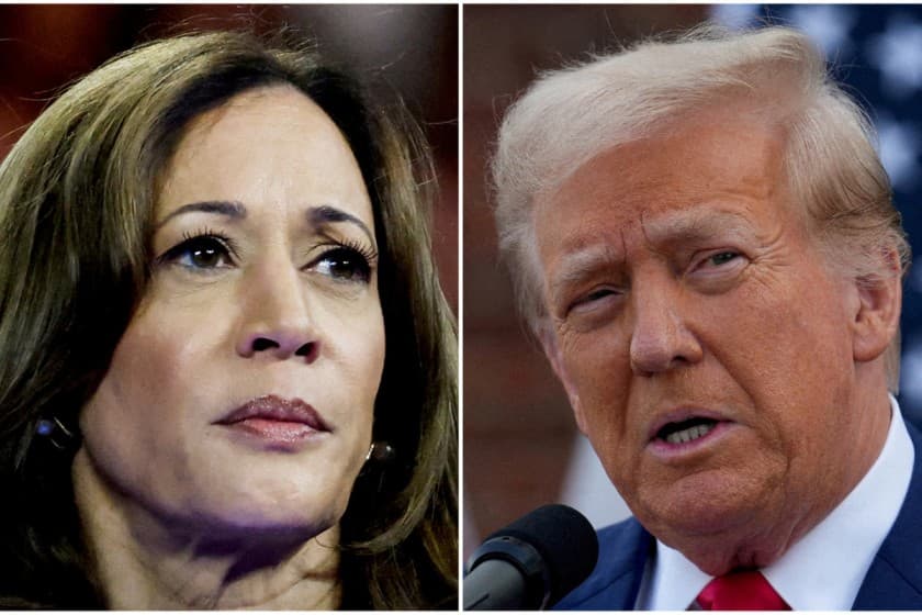 U.S. Vice President Kamala Harris in Milwaukee, Wisconsin, U.S. August 20, 2024 and former U.S. President Donald Trump in Bedminster, New Jersey, U.S., August 15, 2024 are seen in a combination of file photographs. REUTERS/Marco Bello, Jeenah Moon/File Photo