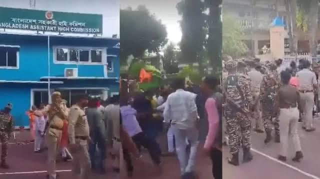 बांग्लादेश में इस्कॉन के संत चिन्मय कृष्ण दास की गिरफ्तारी के विरोध में अगरतला में प्रदर्शन हुआ था।