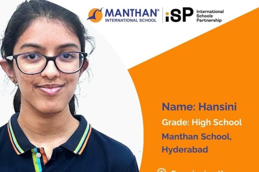 भारत में हैदराबाद के मंथन स्कूल की हाई स्कूल की छात्रा हंसीनी।
