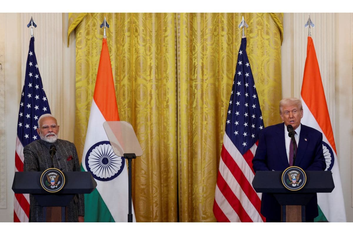 U.S. President Donald Trump holds a joint press conference with Indian Prime Minister Narendra Modi at the White House in Washington, D.C., U.S., Feb.13, 2025.