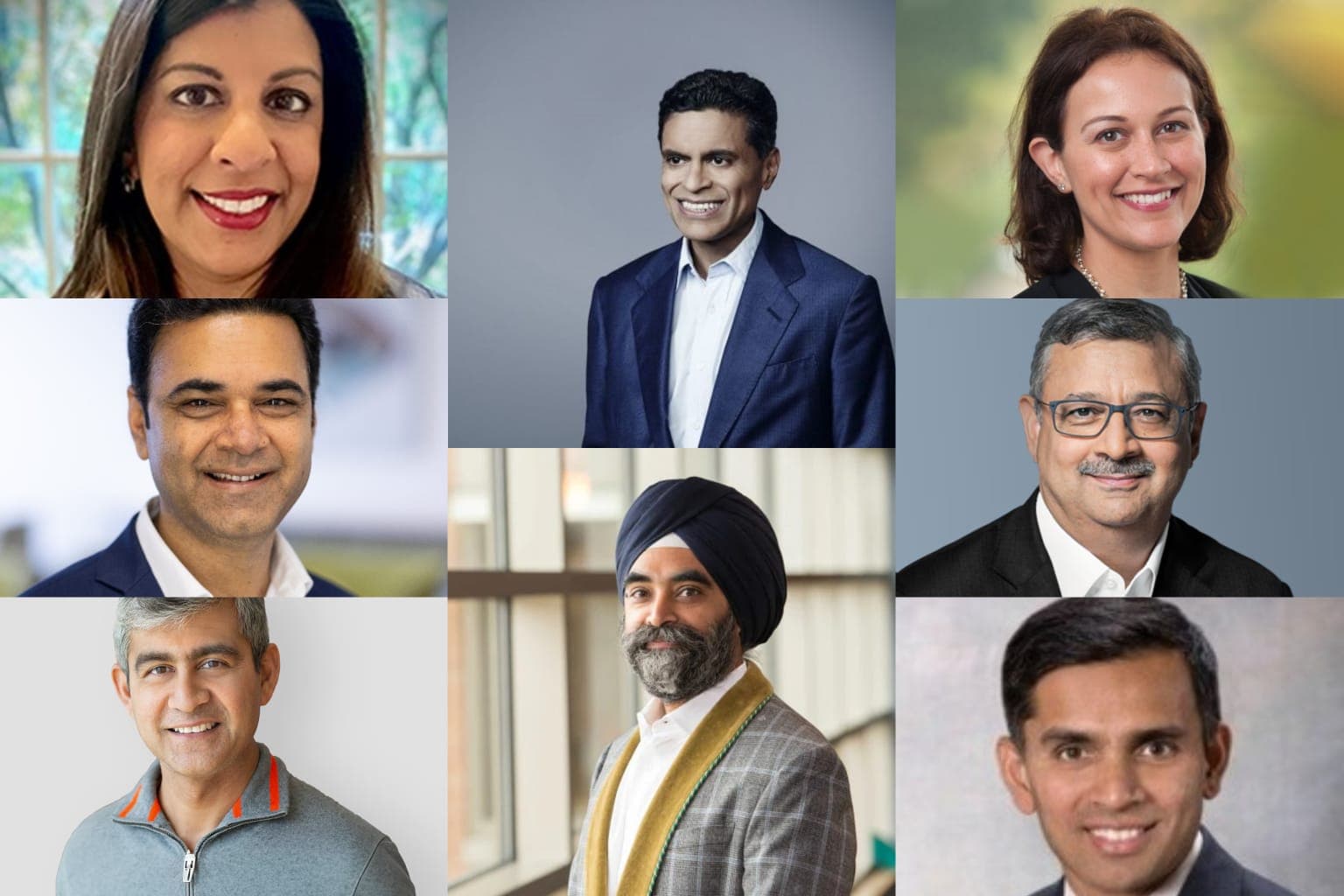 Anjuli Kelotra (YWCA), Agam Upadhyay (LinkedIn), Amit Zavery (ServiceNow), Fareed Zakaria (CNN), Gurpreet Singh (PwC), Amrita Patel (Wells Fargo), Sanjiv Lamba (Linde), Hari Gopalkrishna (LinkedIn)