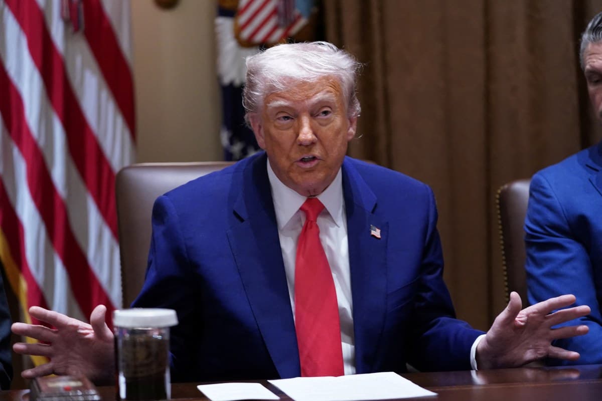 U.S. President Donald Trump attends a cabinet meeting at the White House in Washington, D.C., U.S., April 10, 2025.
