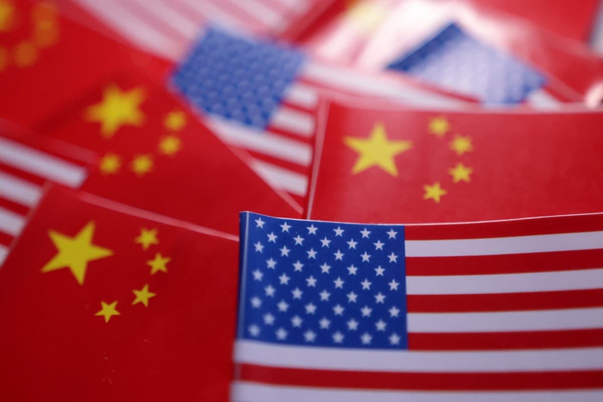 U.S. and Chinese flags are seen in this illustration taken March 20, 2025.