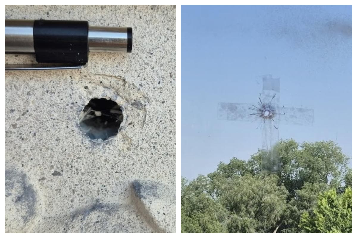 About 20 shell casings were found on the road outside the temple’s security fence.