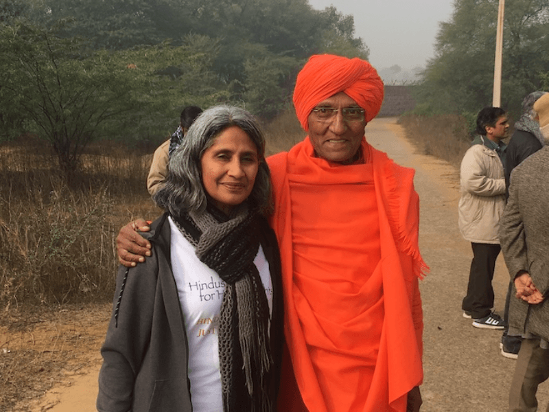 The writer with Swami Agnivesh (right).