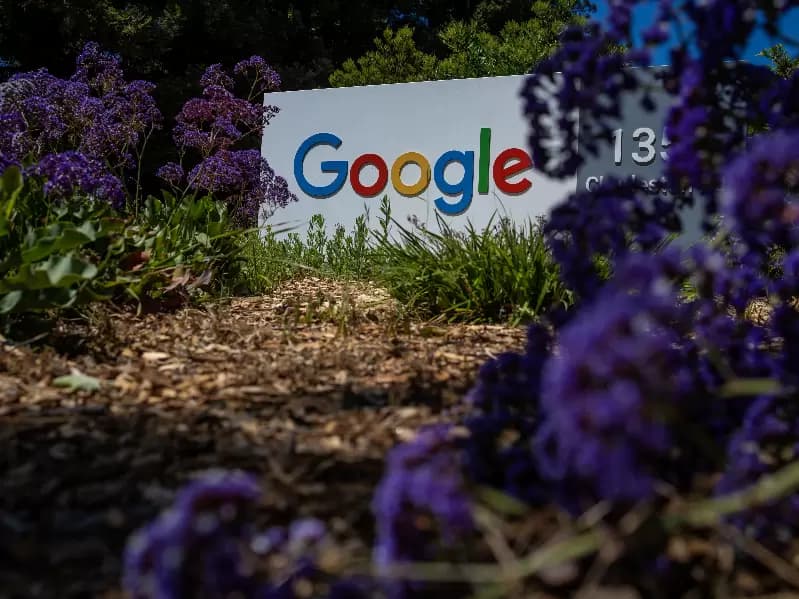 A Google logo is seen at a company research facility in Mountain View, California, U.S., May 13, 2025.
